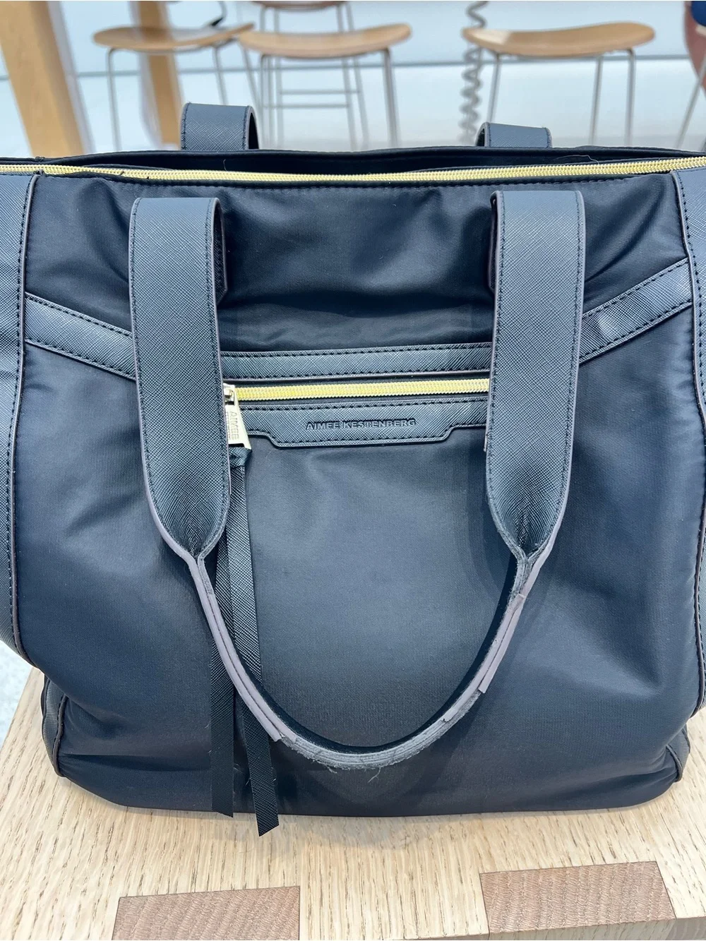 Aimee Kestenberg Black Nylon Tote with Gold Hardware